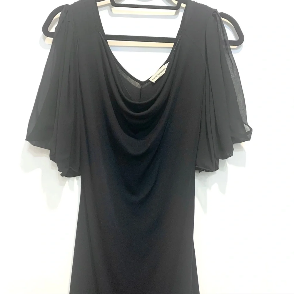 Emporio Armani Black Cowl Neck Cold Shoulder Dress - Picture 10 of 10